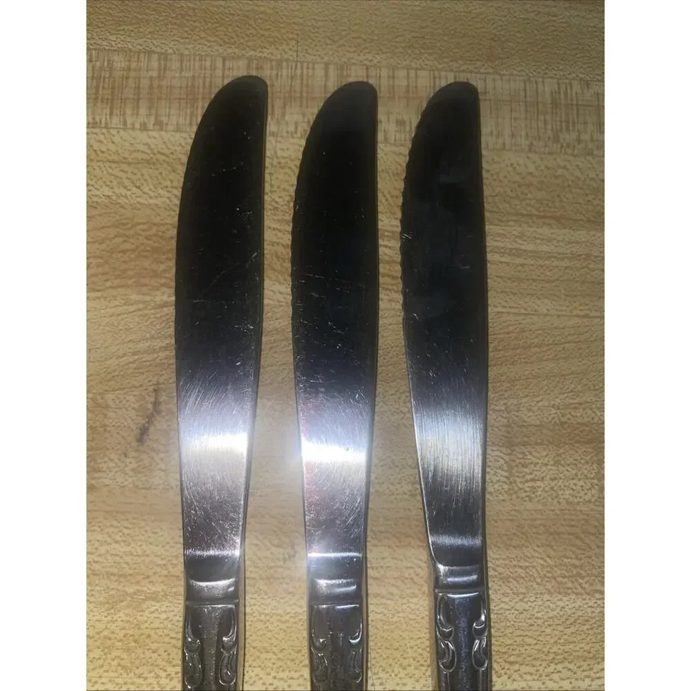 Oneida USA ARBOR ROSE TRUE ROSE Stainless Dinner Knife Silverware Flatware Set 3
